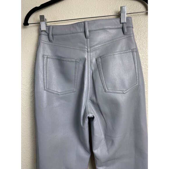 Aritzia Wilfred Gray Faux Leather Pants Women size 00 Straight Leg Moto Neutral - Picture 14 of 16